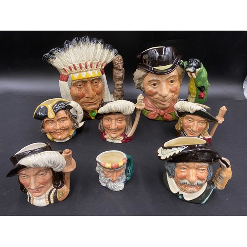 75 - A collection of 13 Royal Doulton toby jugs, 4 x large to include Long John Silver D6335, 18cm h, The... 