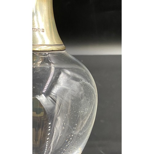 544 - A silver mounted glass claret jug of baluster form with silver spout, neck and handle, maker J A Cam... 