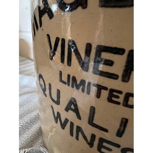 78 - Stoneware jar Wine container, Magdale Vinery Limited Quality Wines. 46cm h to top of handle.