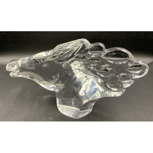 308 - Baccarat glass horses head, marked to rear. 35 l x 19cm h.