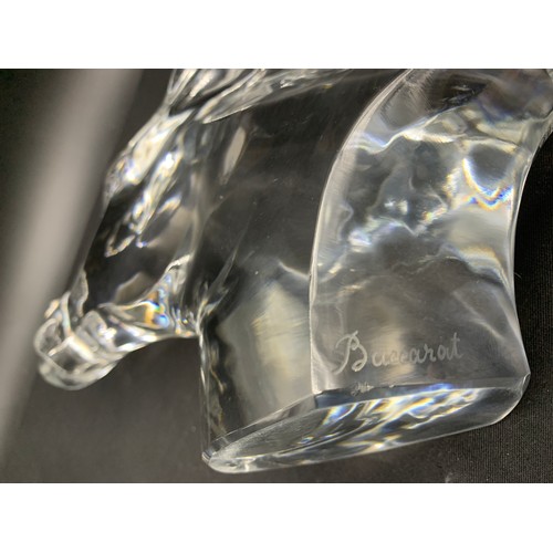 308 - Baccarat glass horses head, marked to rear. 35 l x 19cm h.