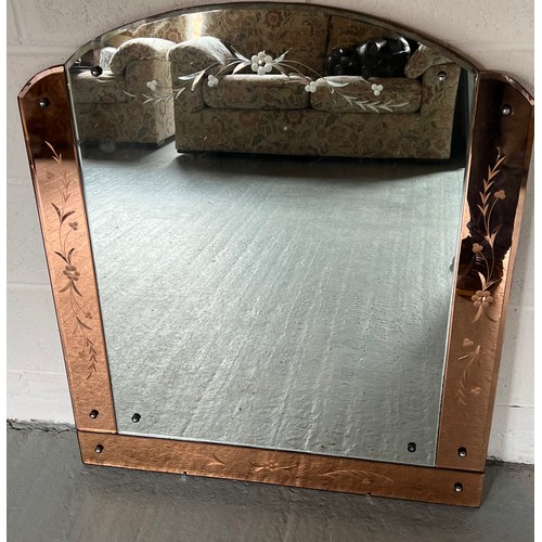 1352 - An Art Deco style mirror. 92 h x 81cm w.