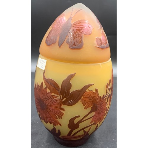 311 - Galle Tip cameo glass egg. 23cm h.