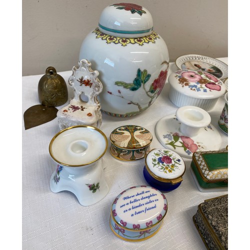 87 - Miscellany to include ceramic boxes, Limoges, Coalport, Wedgwood, Kaiser pot etc.