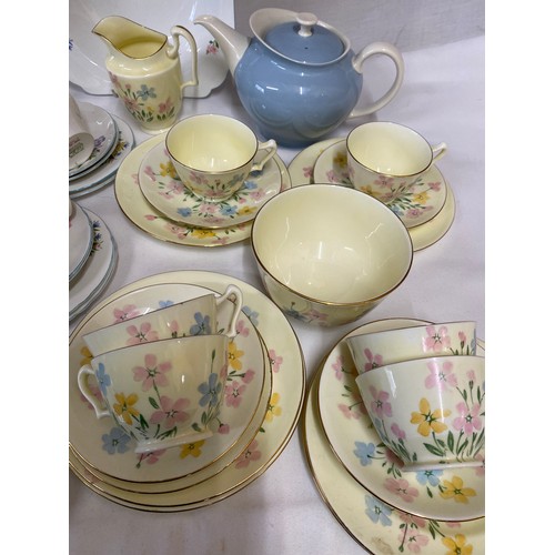 95 - Two part tea services. Shelley 'Wild Flowers' 13668 comprising fruit bowl 24cm d, 6 x fruit dishes, ... 