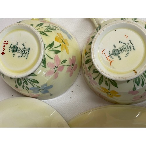 95 - Two part tea services. Shelley 'Wild Flowers' 13668 comprising fruit bowl 24cm d, 6 x fruit dishes, ... 