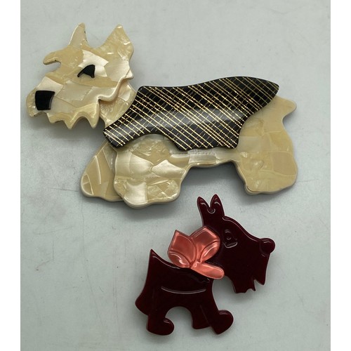 355 - A collection of dog brooches, mainly Scottie dogs to include 2 Lea Stein, 2 x Ciro, A. Diamond, Kaye... 