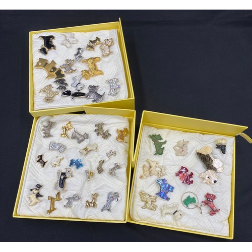 355 - A collection of dog brooches, mainly Scottie dogs to include 2 Lea Stein, 2 x Ciro, A. Diamond, Kaye... 