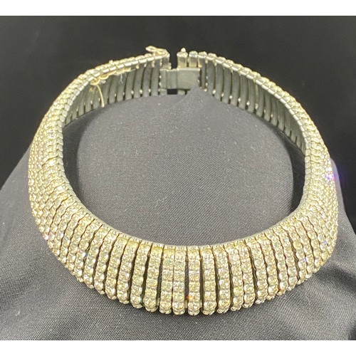 356 - Esha Randel Art Deco collar, set throughout with clear paste, stamped 