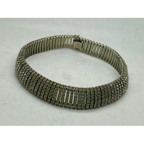 356 - Esha Randel Art Deco collar, set throughout with clear paste, stamped 