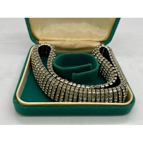 356 - Esha Randel Art Deco collar, set throughout with clear paste, stamped 