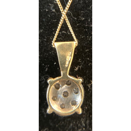 359 - A 9ct gold chain with diamond drop pendant.  Weight 1.6gm.