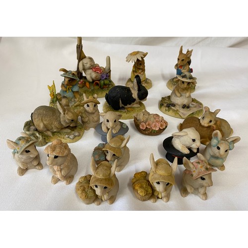 101 - A large collection of small rabbits to include 19 x Teviotdale, 1 x Royal Crown Derby paperweight wi... 