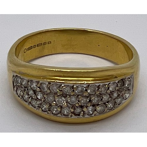 363 - An 18ct yellow gold ring set with diamonds, size U, weight 7.2gm.