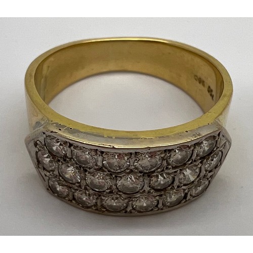 363 - An 18ct yellow gold ring set with diamonds, size U, weight 7.2gm.