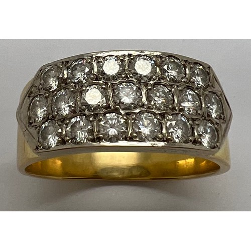 363 - An 18ct yellow gold ring set with diamonds, size U, weight 7.2gm.