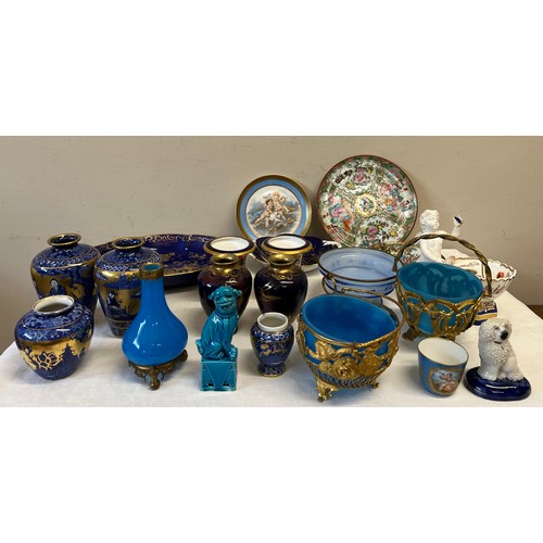 105 - A large selection of late 19th/early 20thC ceramics to include a pair of Foley Ware vases and 2 othe... 