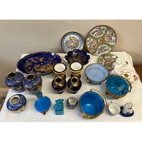 105 - A large selection of late 19th/early 20thC ceramics to include a pair of Foley Ware vases and 2 othe... 