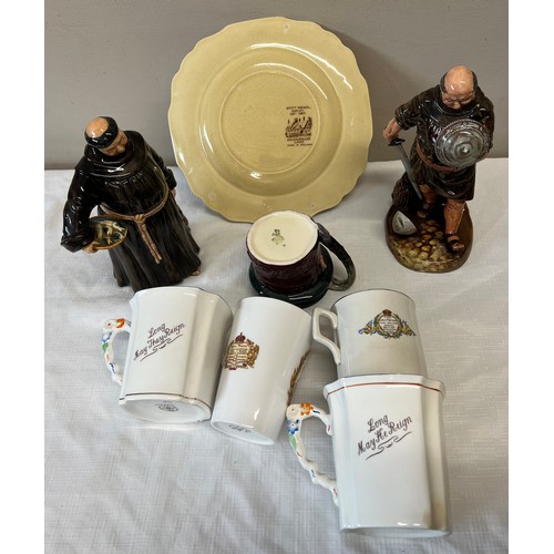 111 - Ceramics to include Royal Doulton 'The Jovial Monk' and 'Friar Tuck', Myott & Son plate, Toby jug an... 