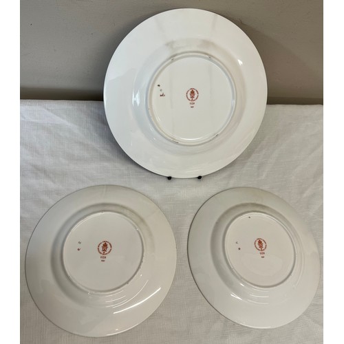 114 - Three Royal Crown Derby plates, 1128 pattern, 1 x 26.5cm  and 2 x 21.5cm approx.