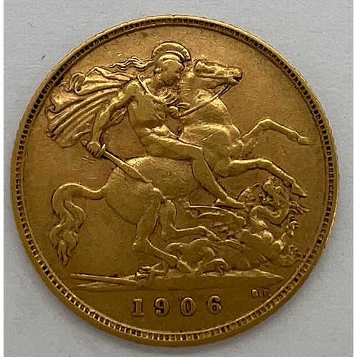 434 - An Edwardian 1906 half sovereign.