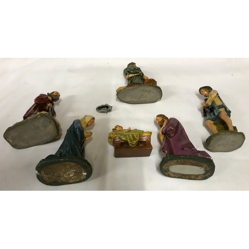 1048 - A part ceramic 6 piece nativity set comprising Baby Jesus, Mary, Joseph and the Three Kings; tallest... 