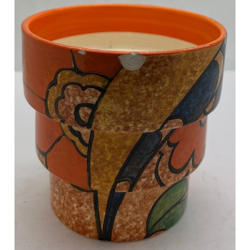 124 - Clarice Cliff Cafe au lait Summer stepped vase, 9cm h.