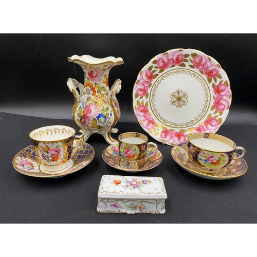 130 - Selection of 19th C ceramics to include a Crown Staffordshire cup and saucer and a coffee can and sa... 