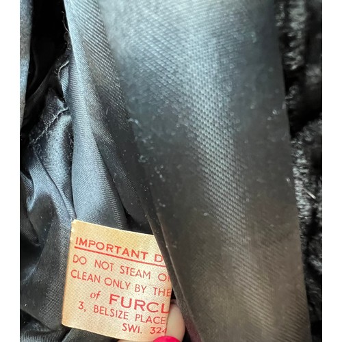 502 - Vintage curly lamb coat with fur collar, labelled size 18.