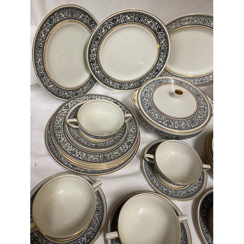 138 - Wood and Sons earthenware Saracen pattern part dinner set comprising 8 x soup tureens and stands, ov... 