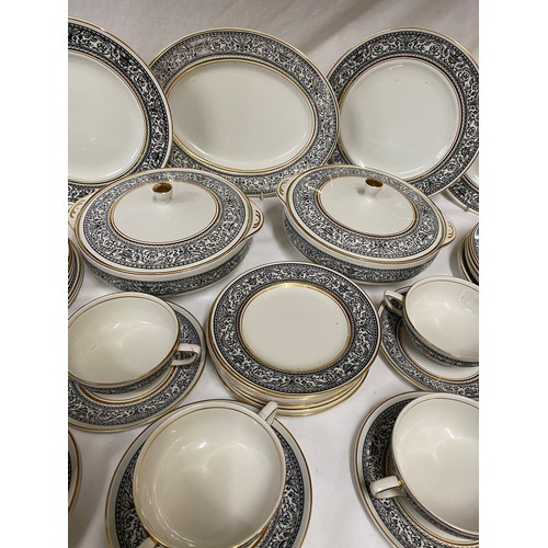 138 - Wood and Sons earthenware Saracen pattern part dinner set comprising 8 x soup tureens and stands, ov... 