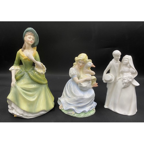 143 - Ceramics to include Coalport 'The Goose Girl' 15cm h, Royal Doulton 'Sandra' HN2401, Royal Doulton I... 