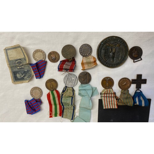 795 - Various Italian Medals and banknote.