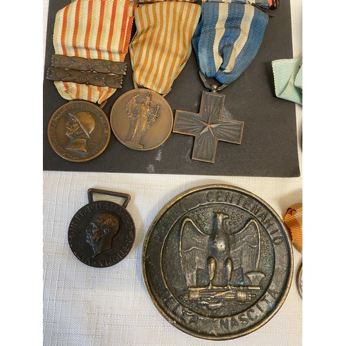 795 - Various Italian Medals and banknote.