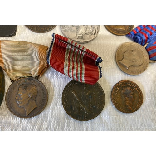 795 - Various Italian Medals and banknote.