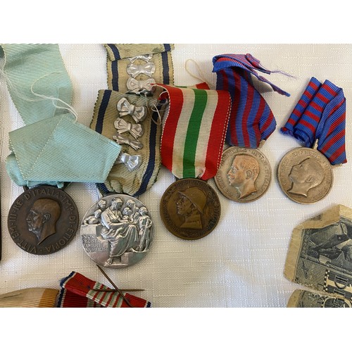 795 - Various Italian Medals and banknote.