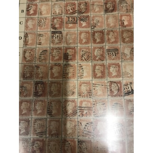 435 - Reconstructed sheet of 240 Penny Reds, AA - TL, framed.