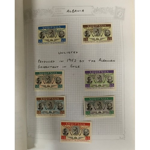 439 - A bound collection of stamps depicting maps, forgeries and Cinderella's.