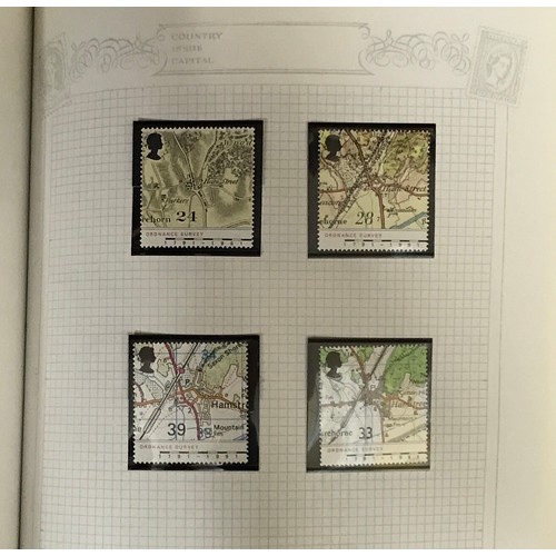 439 - A bound collection of stamps depicting maps, forgeries and Cinderella's.