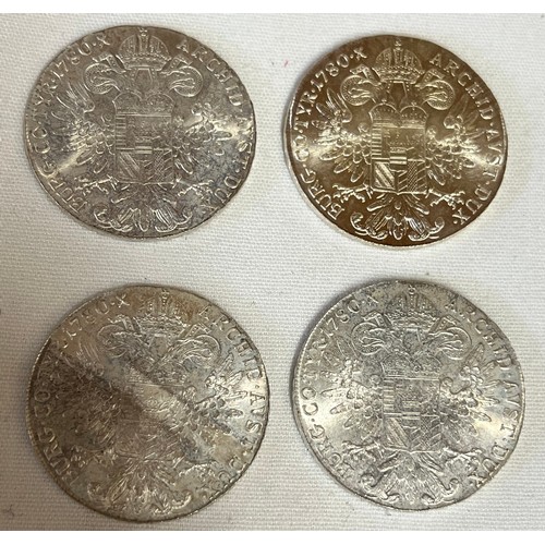 445 - Four Maria Theresa Thaler 1780 coins.