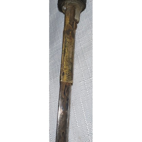 1059 - A 19thC wooden cased swordstick with horn handled 89cm l.