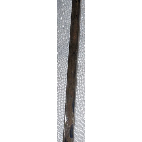 1059 - A 19thC wooden cased swordstick with horn handled 89cm l.