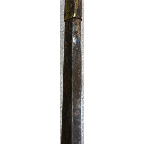 1059 - A 19thC wooden cased swordstick with horn handled 89cm l.