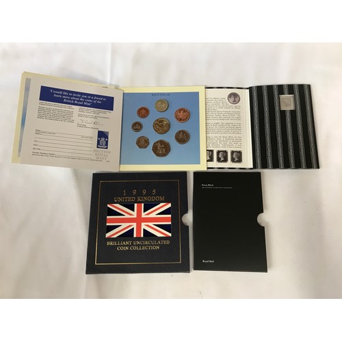 458 - A 2003 Royal Mail Penny Black Ingot in presentation pack and a 1995 Royal Mint uncirculated Coin col... 