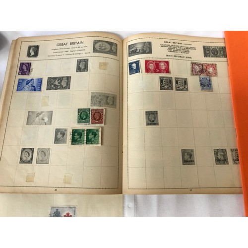 459 - Mixed lot of miscellaneous stamp items to include a stamp album of the world, images of stamps of Qu... 