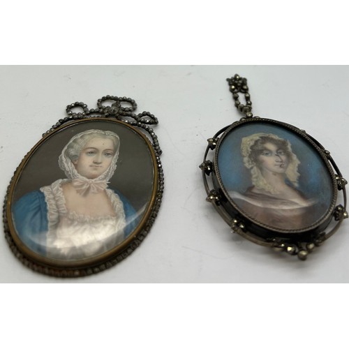 1060 - Two 19thC portrait miniatures on ivory. Largest 7.5 x 5cm.