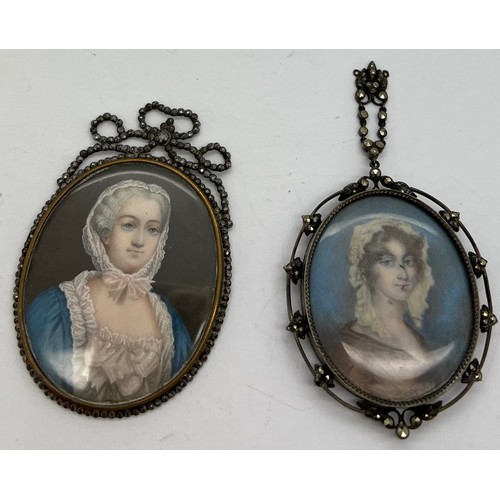 1060 - Two 19thC portrait miniatures on ivory. Largest 7.5 x 5cm.