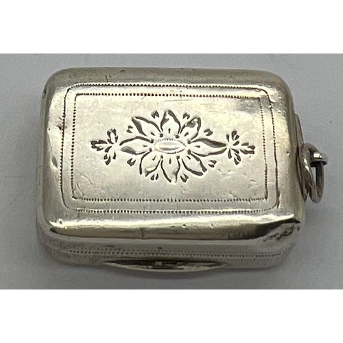 575 - Birmingham silver vinaigrette with pin prick decoration and suspension ring by Matthew Linwood, Birm... 