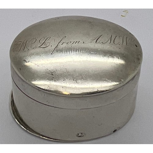 576 - Birmingham silver nutmeg grater initialled to top W L from A.M.W 1797, maker probably Joseph Taylor.... 