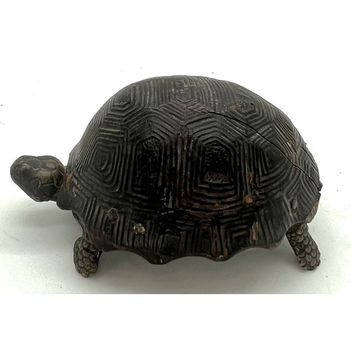 587 - Silver tortoise match holder/ striker with tortoiseshell top 8cm l. London 1887, maker Walter Thornh... 